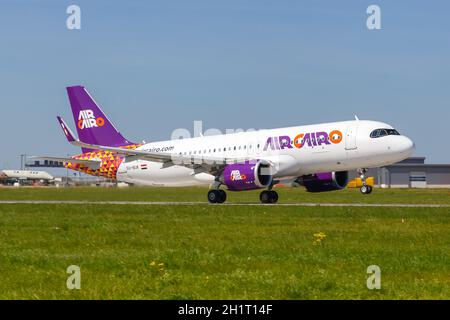 Stuttgart, 8. September 2021: Air Cairo Airbus A320neo am Flughafen Stuttgart (STR) in Deutschland. Stockfoto