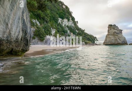 TE Hoho Rock in einem Küstengebiet namens Cathedral Cove Im südlichen Teil der Mercury Bay am Coromandel Halbinsel auf der Nordinsel von Neuseeland Stockfoto