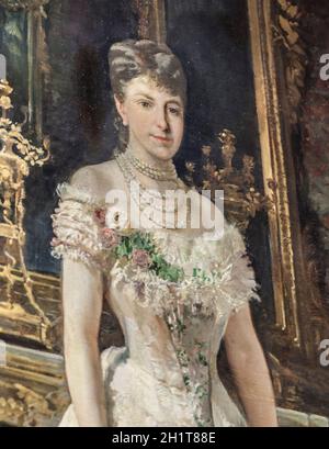 Maria Christina von Österreich, zweite Gemahlin von Alfonso XII von Spanien. Nahaufnahme. Gemalt von Ignacio Suarez Monleon im Jahre 1881. Marinemuseum, Madrid Stockfoto