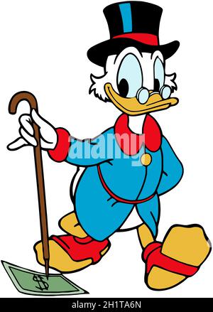 Onkel Dagobert Duck reichste Ente der Welt illustration Cartoon Stockfoto