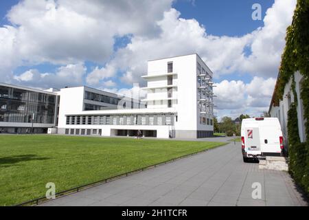 Bauhaus, erste Schule für Industriedesign. Dessau, Deutschland. Hochwertige Fotos Stockfoto
