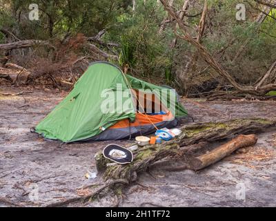 Camping auf dem Campingplatz Refuge Cove - Wilsons Promontory, Victoria, Australien Stockfoto