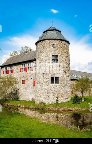 Mittelalterliche Wasserburg Ratingen, in der Nähe von Düsseldorf, Deutschland Stockfoto