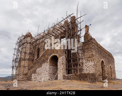 Ruinen einer kleinen Burg in der Nähe von Gondar, Guzara königlichen Palast auf strategischen Hügel in Gondar Bezirk, Äthiopien Afrika Stockfoto