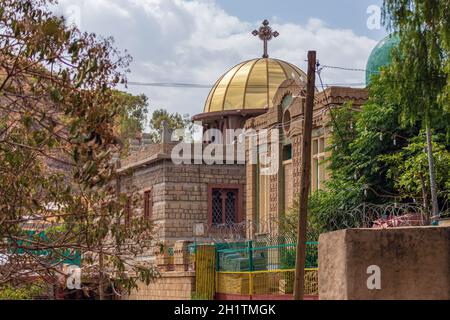 Kapelle der Tafel, angeblich Haus der ursprünglichen Bundeslade in der Kirche unserer Lieben Frau Maria von Zion in Axum Aksum, Tigray Region Äthiopien Stockfoto