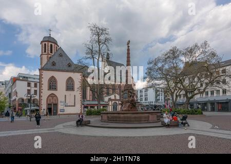 Liebfrauenberg Platz in der historischen Altstadt von Frankfurt am Main, Deutschland Stockfoto