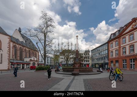 Liebfrauenberg Platz in der historischen Altstadt von Frankfurt am Main, Deutschland Stockfoto