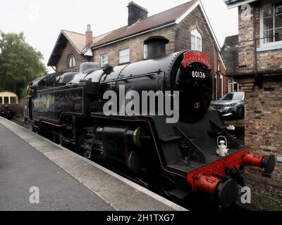 Dampflokomotive 80136 steht in Grosmont auf der North Yorkshire Moors Railway oktober 2021 Stockfoto
