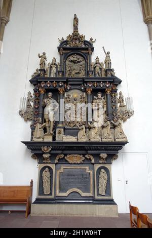 evangelische Neustädter Marienkirche aus dem 15. Jahrhundert - Epitaph, Bielefeld, Nordrhein-Westfalen, Deutschland Stockfoto