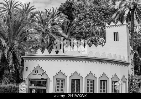 ELCHE, SPANIEN - 29. DEZEMBER 2018: Touristeninformation in der Stadt Elche, Provinz Alicante, Spanien Stockfoto