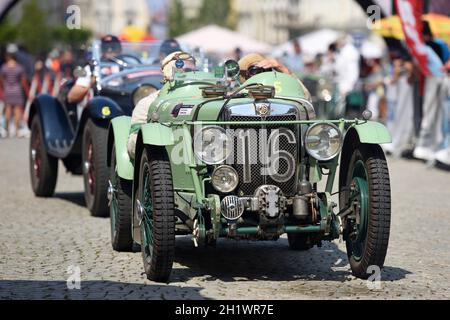 Die Ennstal-Classic ist eine der bekanntesten Oldtimer-Rallye in Österreich und Europa für historische Automobile - die Ennstal-Classic gehört zu den Stockfoto