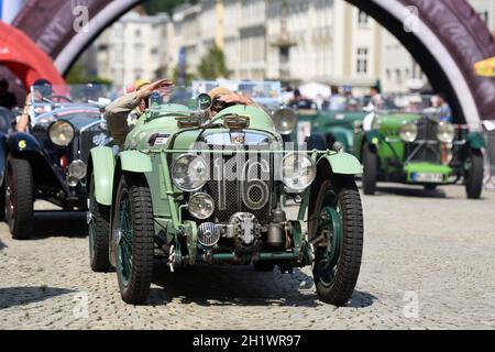 Die Ennstal-Classic ist eine der bekanntesten Oldtimer-Rallye in Österreich und Europa für historische Automobile - die Ennstal-Classic gehört zu den Stockfoto