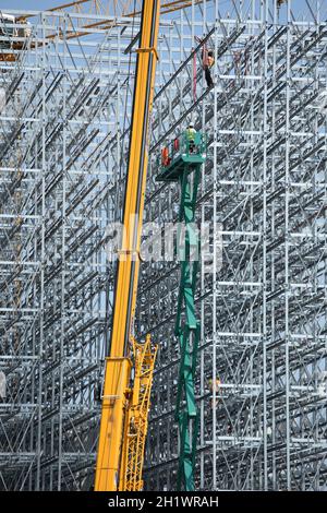 Einrichtung eines Hochregallagers in Waldneukirchen, Oberösterreich, Österreich, europa - Bau eines Hochregallagers in Waldneukirchen, Oberösterreich Stockfoto