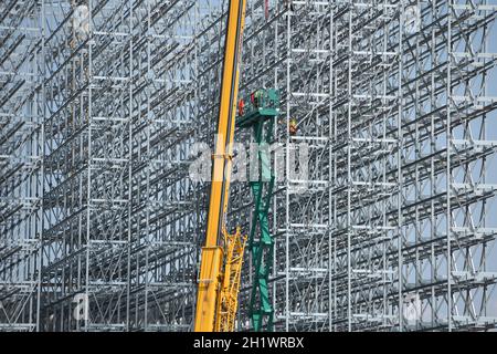 Einrichtung eines Hochregallagers in Waldneukirchen, Oberösterreich, Österreich, europa - Bau eines Hochregallagers in Waldneukirchen, Oberösterreich Stockfoto