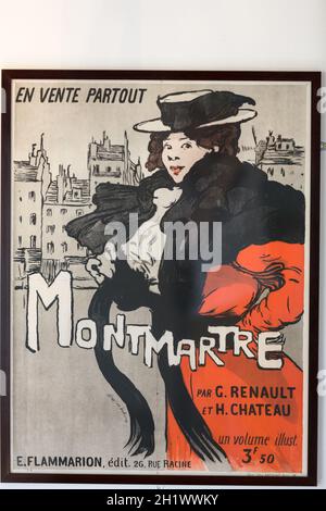 Das berühmte Poster von Le Chat Noir, die schwarze Katze und andere Bilder in Montmartre, Paris auf Le Chat Noir war ein 19. Jahrhundert Cabaret Club in Montmart Stockfoto