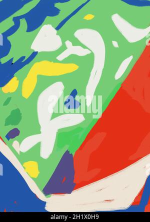 Malerei mit flachem Design und minimalistischer Gestaltung. Trendige Formen und Design mit matisse-Inspiration. Sommer en positive Farbe Stockfoto