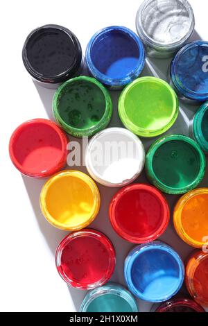 Verschiedene Farben in Glasflasche Stockfoto