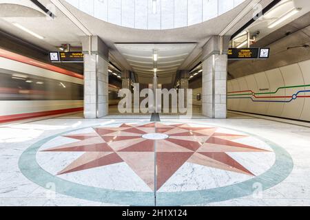 Dortmund, 10. August 2020: U-Bahn-Station Westfalenhallen in Dortmund. Stockfoto