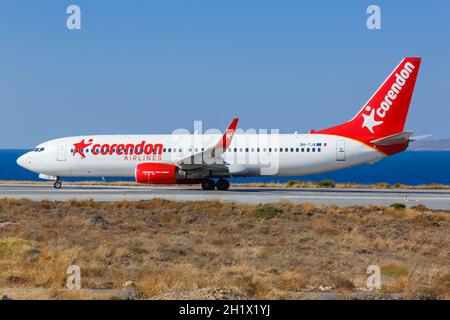 Heraklion, Griechenland - 15. September 2018: Boeing 737-800 von Corendon Airlines am Flughafen Heraklion (HER) in Griechenland. Stockfoto
