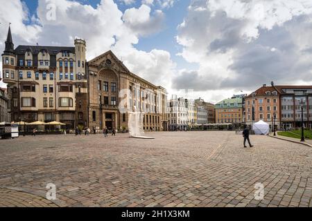 Riga, Lettland. 22. August 2021. Der Sitz des lettischen Nationalradios im Stadtzentrum Stockfoto