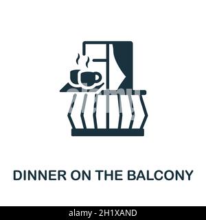 Dinner on the Balcony Icon. Monochromes Schild aus der Balkonkollektion. Creative Dinner on the Balcony Icon Illustration für Webdesign, Infografiken und Stock Vektor