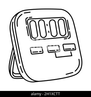 Timer Kochen Teil von Kochzubehör und Gerät Handgezeichnetes Symbol Vektor einstellen. Stock Vektor