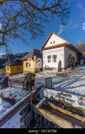 Vlkolinec Dorf UNESCO-Website in Velka Fatra Berge, Slowakei Stockfoto