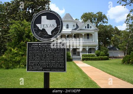 Jacksonville, TX: Das historische John Wesley Love Home in Jacksonville, TX Stockfoto