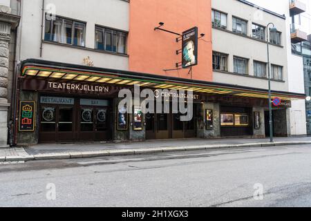 Oslo, Norwegen. September 2021. Außenansicht des Teaterkjeller'n-Theaters im Stadtzentrum Stockfoto