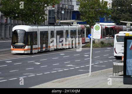 Straßenbahn in Linz (Oberösterreich, Österreich) - Straßenbahn in Linz (Oberösterreich, Österreich) Stockfoto