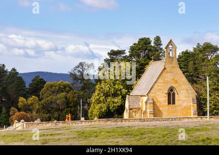 Die St. John the Baptist Church in Buckland wurde 1846 als Nachbildung der Pfarrkirche von Cookham Dean in Sussex, England - Buckland, Tasmanien, Au, erbaut Stockfoto