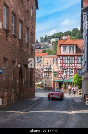 Blick auf die mittelalterlichen Gebäude von Büdingen, Hessen, Deutschland Stockfoto