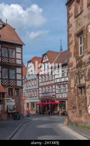 Blick auf die mittelalterlichen Gebäude von Büdingen, Hessen, Deutschland Stockfoto