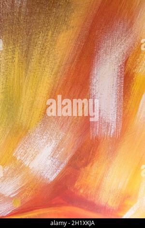 Art gemalte Hintergrundstruktur rot, orange, gelb und grün. Abstrakte Ölfarbe Textur auf Leinwand. Grungen Hintergrund. Stockfoto