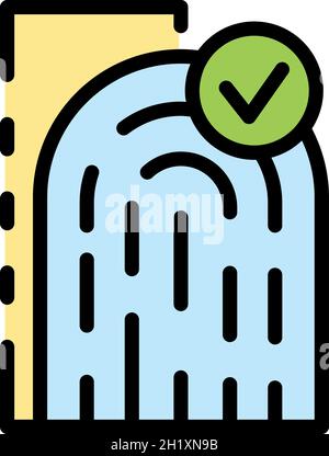 Symbol für Fingerabdruck-Genehmigung. Kontur Fingerabdruck genehmigt Vektor-Symbol Farbe flach isoliert Stock Vektor