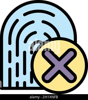 Symbol „Fingerabdruck abgelehnt“. Kontur Fingerabdruck abgelehnt Vektor Symbol Farbe flach isoliert Stock Vektor