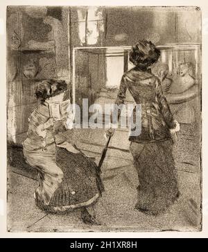 Mary Cassatt at, Louvre: Die etruskische Galerie, Trockenpunkt und Aquatinta-Druck von Edgar Degas, 1879-1880 Stockfoto