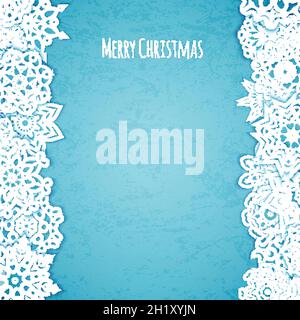 Frohe weihnachtskarte mit Schneeflocken, Vektorgrafik Stock Vektor