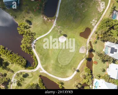 Bokeelia, FL, USA: Luftaufnahme mit Golfplatzhäusern Stockfoto