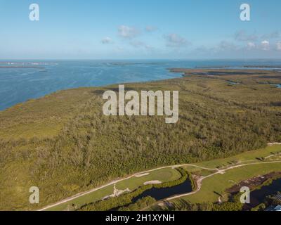 Bokeelia, FL, USA: Luftaufnahme mit Golfplatzhäusern Stockfoto