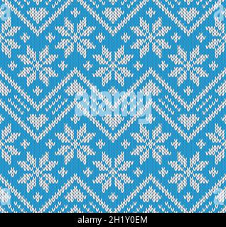 Gestricktes Nahtloses Muster mit Schneeflocken, Vektorgrafik Stock Vektor