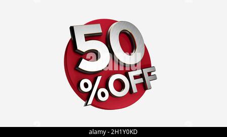 50 % Rabatt auf 3d Sign On White Sonderangebot 50 % Rabatt Tag Flash Stockfoto