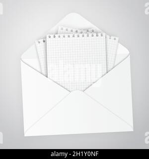 Öffnen Sie den weißen Umschlag mit leerer Vektorgrafik Stock Vektor
