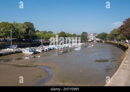 Bei Ebbe Blick auf das Ufer der Kingsbridge-Mündung, die zur Stadt Kingsbridge in South Hams führt Stockfoto