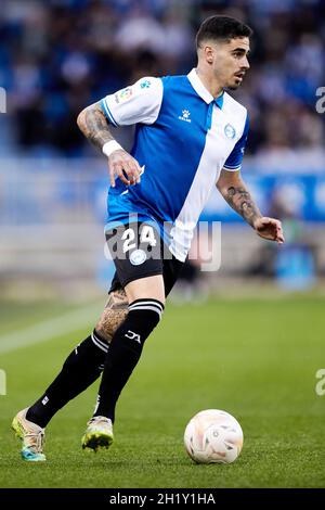 Vitoria, Spanien. Oktober 2021. Miguel de la Fuente von Alaves während des Fußballspiels der spanischen Meisterschaft La Liga zwischen Deportivo Alaves und Real Betis Balompie am 18. Oktober 2021 in Mendizorrotza in Vitoria, Spanien - Foto: Ricardo Larreina/DPPI/LiveMedia Kredit: Unabhängige Fotoagentur/Alamy Live News Stockfoto