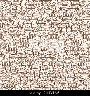 Nahtloser Hintergrund mit verschiedenen Sushi, Vektor-Illustration Stock Vektor