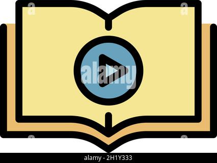 Hörbuch-Symbol. Kontur Audio Buch Vektor Symbol Farbe flach isoliert Stock Vektor
