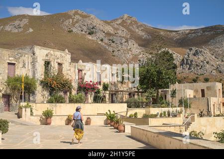 Klosterzellen, Mönchszimmer, Kloster Preveli, Kreta, Griechenland Stockfoto