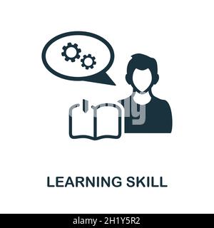 Symbol „Lernfähigkeit“. Monochromes Schild aus der Sammlung kognitiver Fähigkeiten. Creative Learning Skill Icon Illustration für Web-Design, Infografiken und mehr Stock Vektor