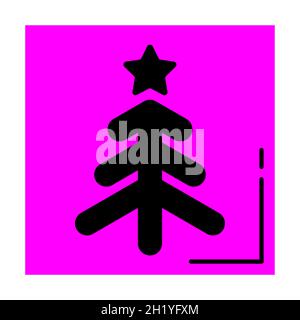 Minimalistischer Weihnachtsbaum mit Stern - hellmagenta Aufkleber, Symbol Stock Vektor